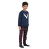 Boys Winter pajama set Dark Blue deer Hoodie + Dark Blue x Red Checkered Pants
